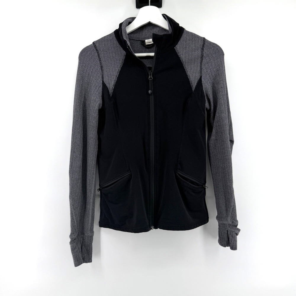 Ivivva Lululemon Full Zip Herringbone Sleeves Size 14 Black Girls Athletic Yoga